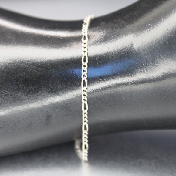 Vintage Sterling Silver 925 Italy Figaro Chain Ankle Bracelet Anklet Signed A-Z - Picture 6 of 8